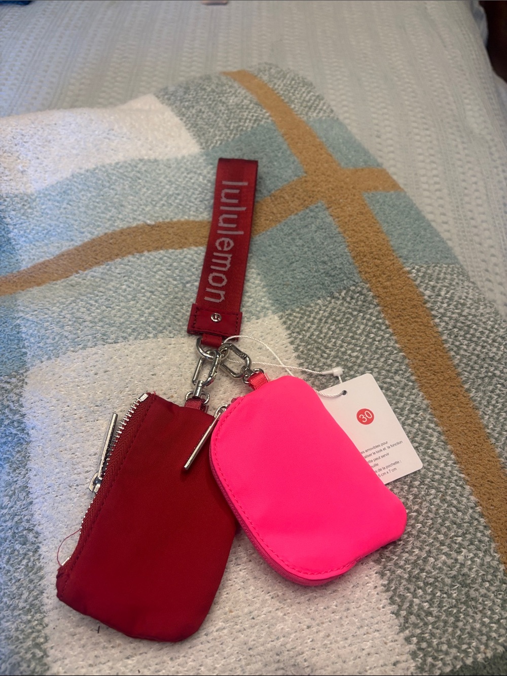 lululemon athletica Red & Hot Pink Key/Card Holder Wristlet